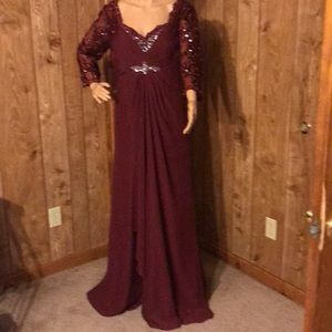 Ladies burgundy evening dress
